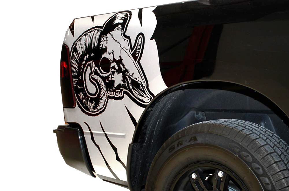 Dodge Ram Quarter-Panel Vinyl Wrap (2009-2018) Ram-Skull - RacerX Customs