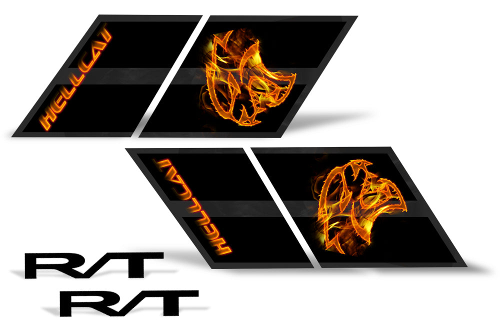 Dodge Challenger Hash Stripe Graphics (2008-2017) HELLCAT On Fire - RacerX Customs
