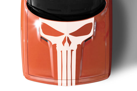 Punisher Skull Hood Stripe Decal For Dodge Challenger 2008-2023 - Choose Color