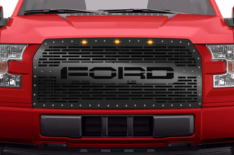 Ford F150 Grille ('15-'17) FORD Logo with Raptor Lights - RacerX Customs