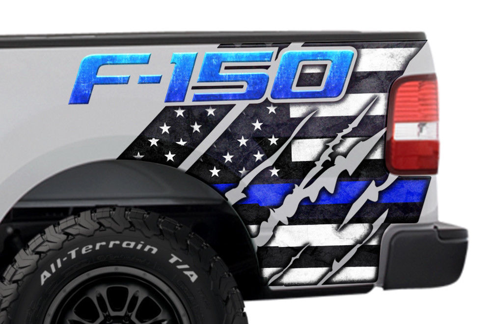 Ford F150 Quarter Panel Graphics-Wrap (2004-2008) THIN BLUE LINE - RacerX Customs