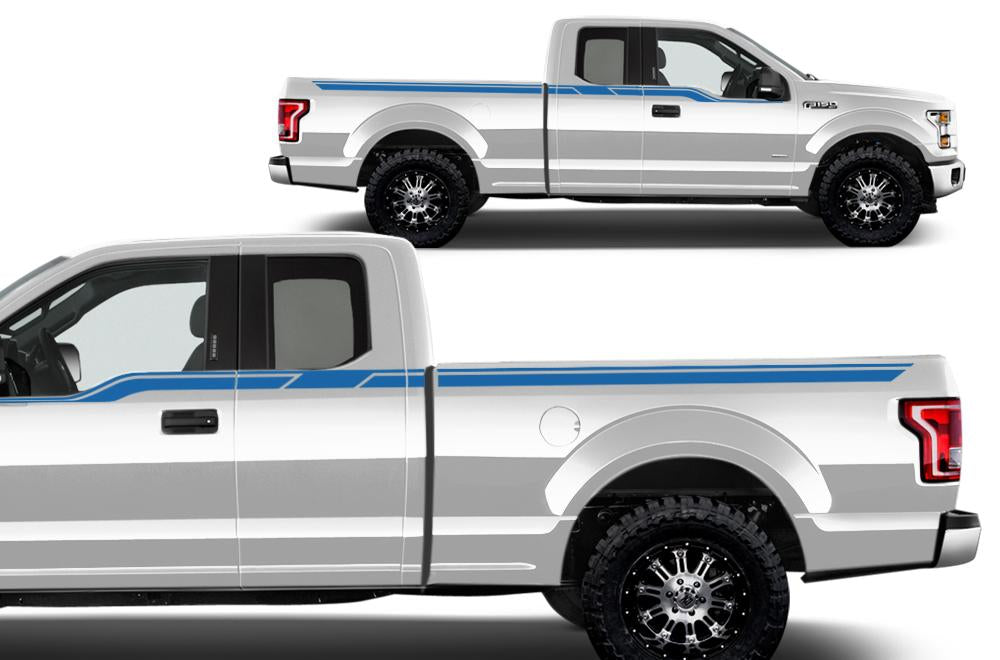 Ford F150 SuperCab 6.5 Vinyl Stripes Wrap (2015-2018) Side Stripes - RacerX Customs