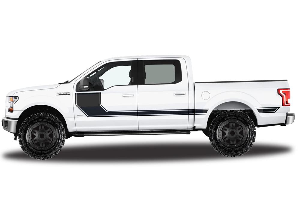 Ford F150 SuperCrew 5.5 Vinyl Stripes (2015-2018) Rally Stripes #1 - RacerX Customs