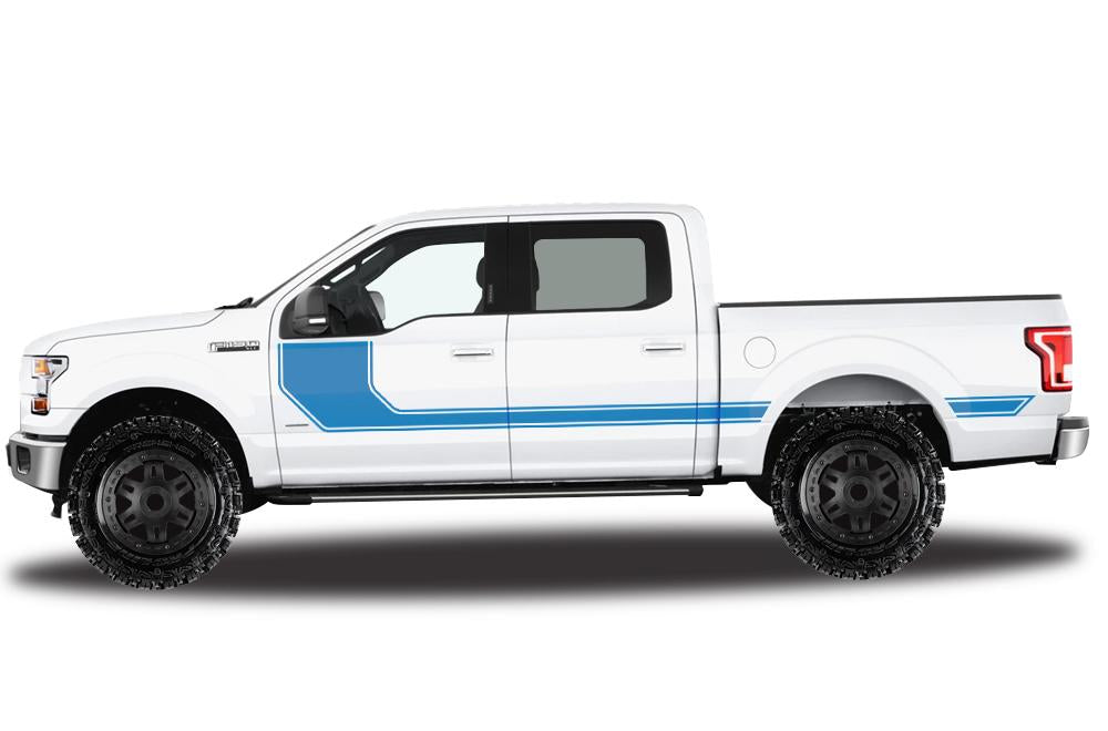 Ford F150 SuperCrew 5.5 Vinyl Stripes (2015-2018) Rally Stripes #1 - RacerX Customs