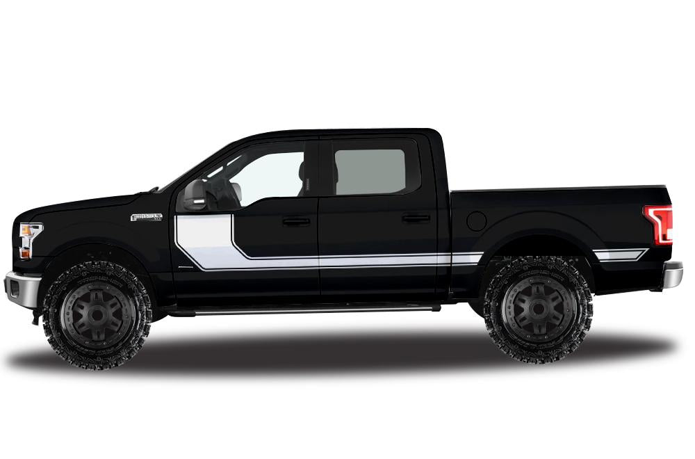 Ford F150 SuperCrew 5.5 Vinyl Stripes (2015-2018) Rally Stripes #1 - RacerX Customs
