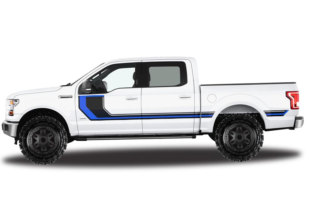 Ford F150 SuperCrew 5.5 Vinyl Stripes (2015-2018) Rally Stripes #2 - RacerX Customs