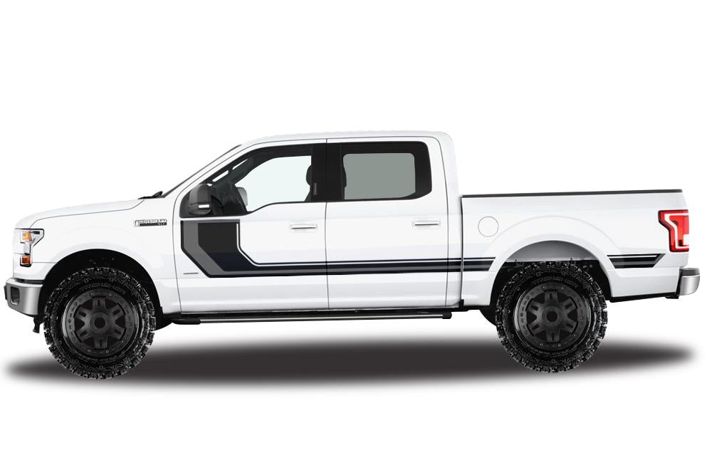 Ford F150 SuperCrew 5.5 Vinyl Stripes (2015-2018) Rally Stripes #2 - RacerX Customs