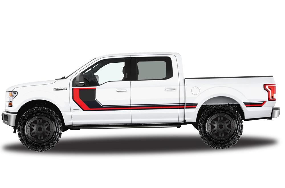 Ford F150 SuperCrew 5.5 Vinyl Stripes (2015-2018) Rally Stripes #2 - RacerX Customs