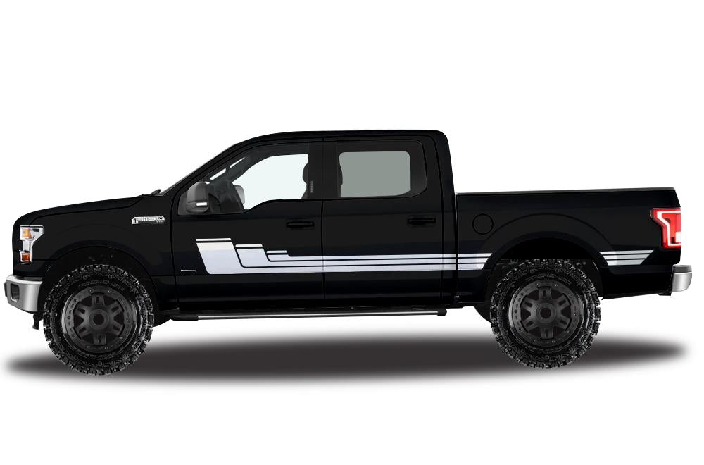 Ford F150 SuperCrew 5.5 Vinyl Stripes (2015-2018) Rally Stripes #3 - RacerX Customs