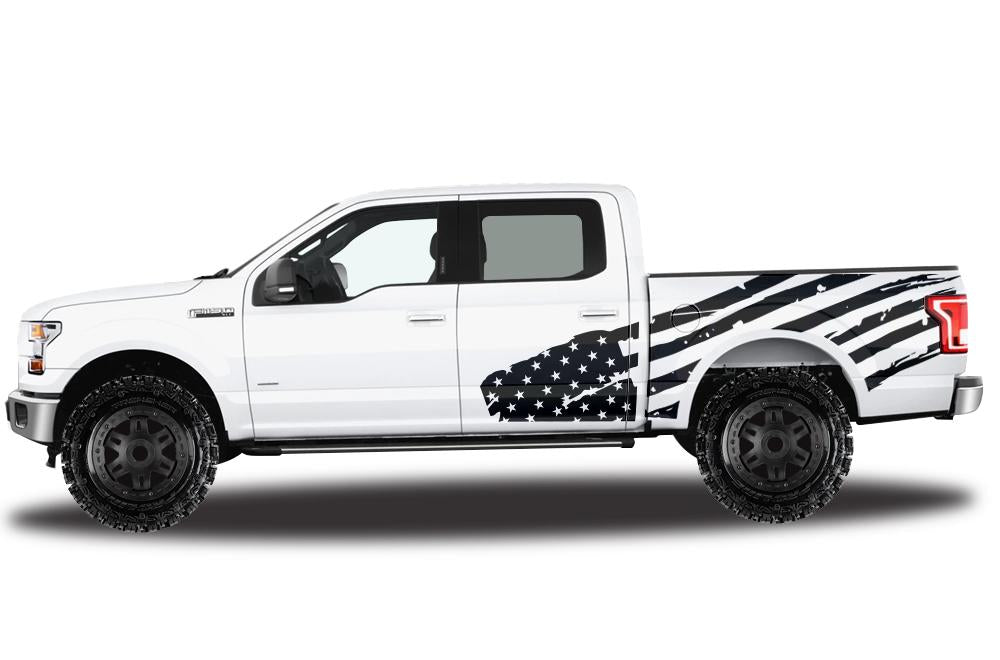Ford F150 SuperCrew 5.5 Wrap (2015-2018) Vinyl - American Flag - RacerX Customs