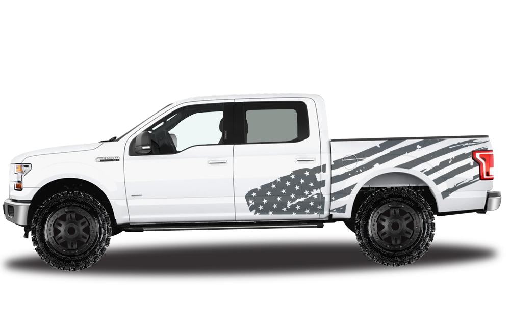 Ford F150 SuperCrew 5.5 Wrap (2015-2018) Vinyl - American Flag - RacerX Customs