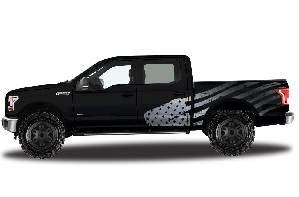 Ford F150 SuperCrew 5.5 Wrap (2015-2018) Vinyl - American Flag - RacerX Customs