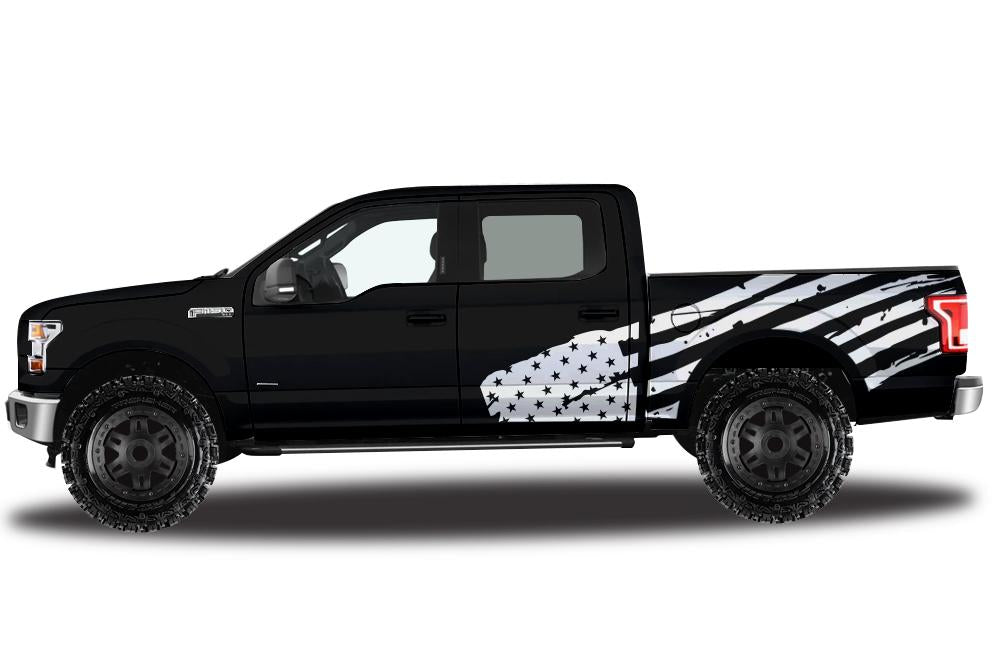Ford F150 SuperCrew 5.5 Wrap (2015-2018) Vinyl - American Flag - RacerX Customs