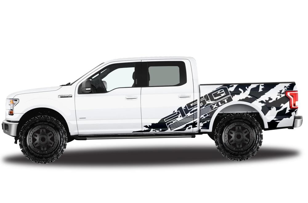 Ford F150 SuperCrew 5.5 Wrap (2015-2018) Vinyl - F150-Shred - RacerX Customs