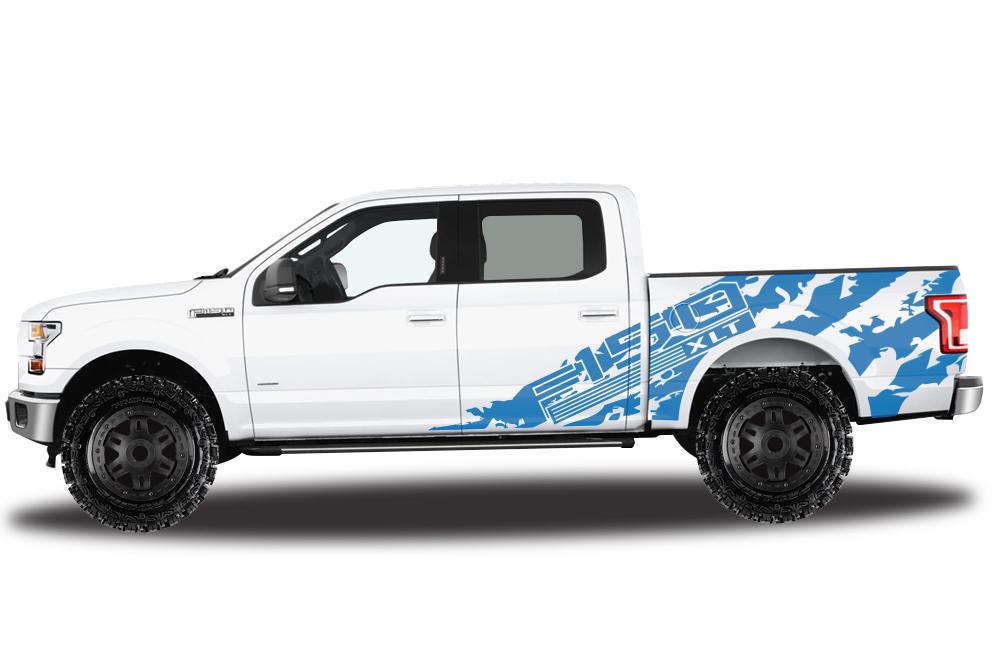 Ford F150 SuperCrew 5.5 Wrap (2015-2018) Vinyl - F150-Shred - RacerX Customs