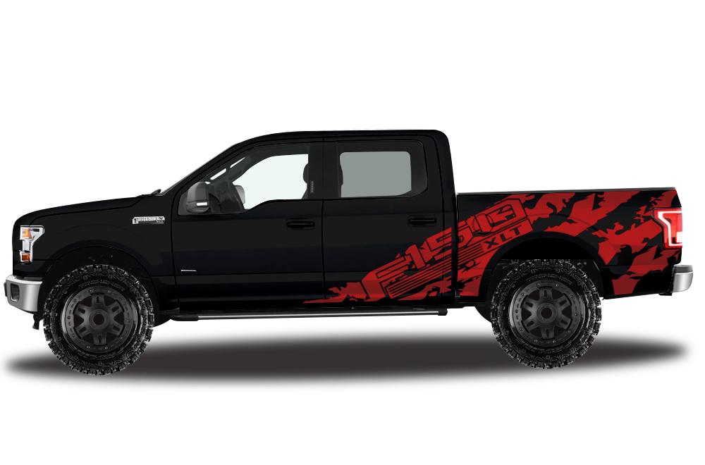 Ford F150 SuperCrew 5.5 Wrap (2015-2018) Vinyl - F150-Shred - RacerX Customs