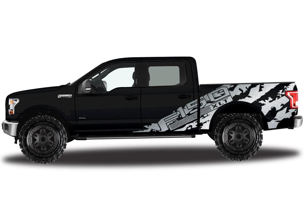 Ford F150 SuperCrew 5.5 Wrap (2015-2018) Vinyl - F150-Shred - RacerX Customs