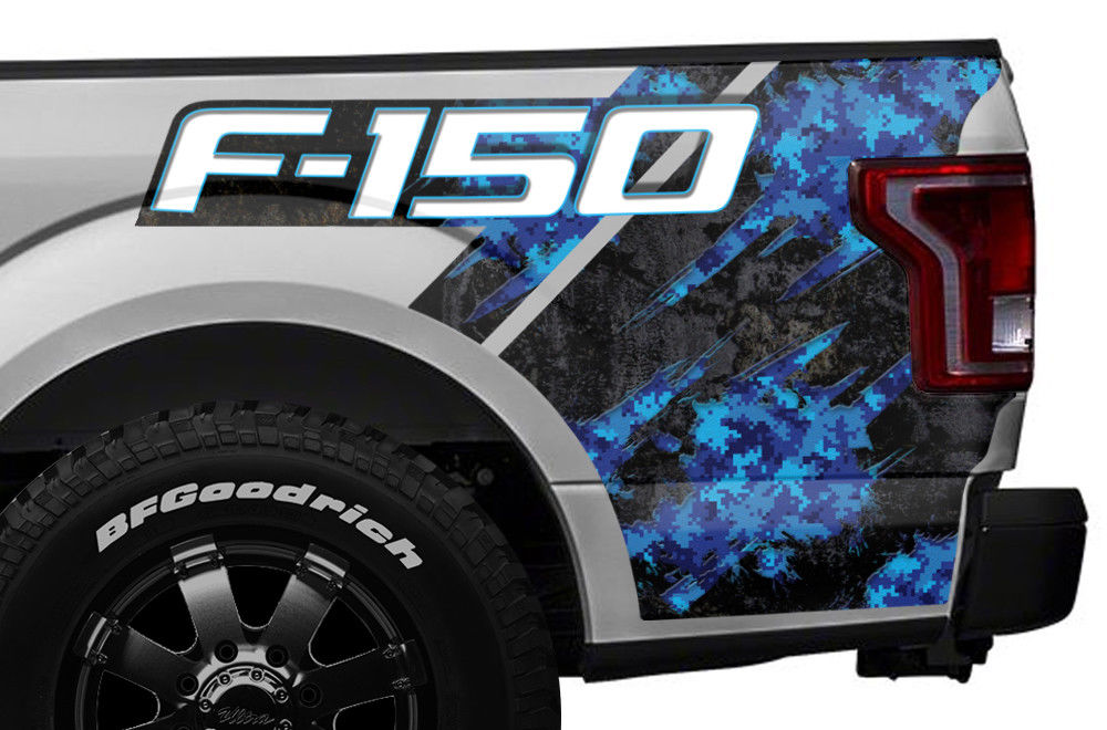 Ford F150 Quarter Panel Graphics-Wrap (2015-2018) BLUE DIGI-CAMO - RacerX Customs