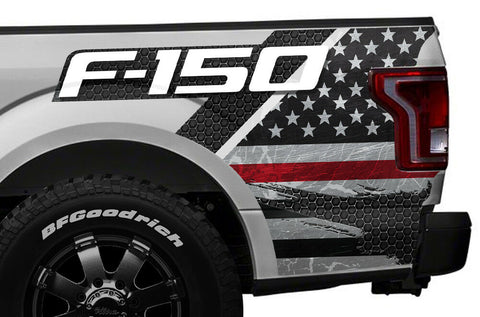 Ford F150 Quarter Panel Graphics-Wrap (2015-2018) THIN RED LINE - RacerX Customs