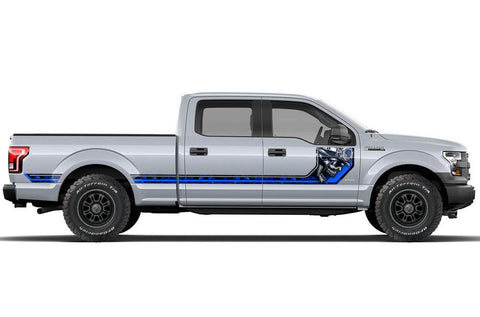 Ford F150 Side Stripe Graphics (2015-2018) HAVOC Blue - RacerX Customs