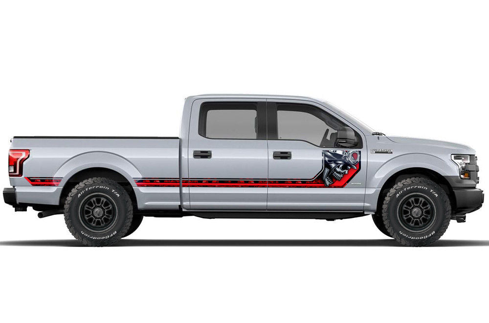 Ford F150 Side Stripe Graphics (2015-2018) HAVOC Red - RacerX Customs