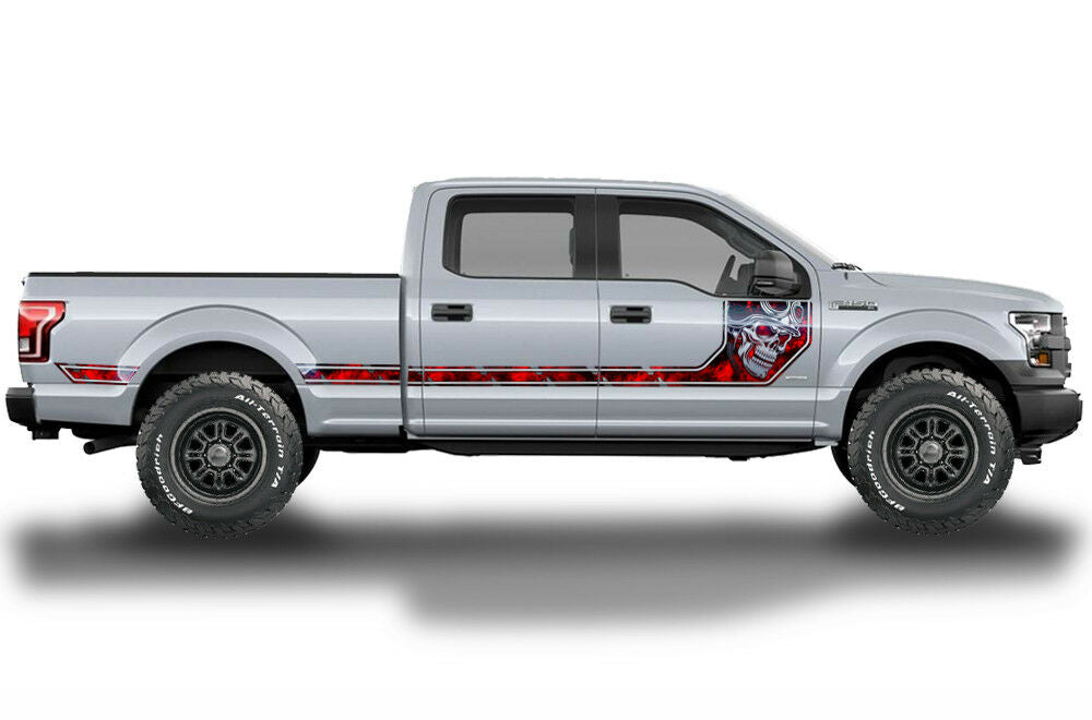 Ford F150 Side Stripe Graphics (2015-2018) HAVOC Red - RacerX Customs