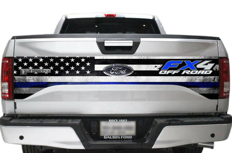 Ford F150 Tailgate Graphics (2015-2018) THIN BLUE LINE w/ FX4 - RacerX Customs