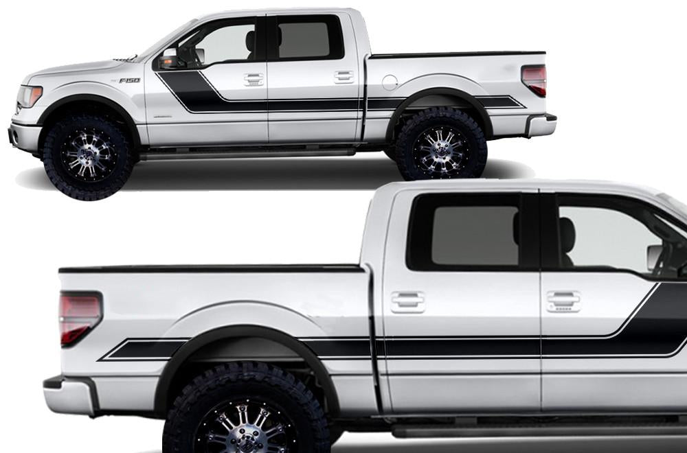 Ford F150 SuperCrew 5.5 Vinyl Stripes (2009-2014) Rally Stripes #2 - RacerX Customs