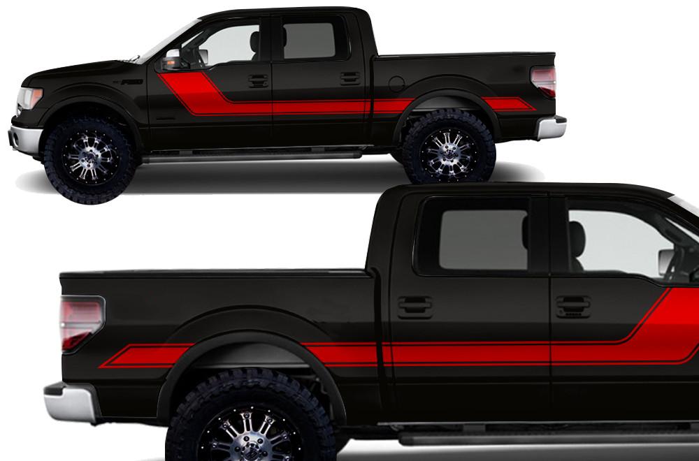 Ford F150 SuperCrew 5.5 Vinyl Stripes (2009-2014) Rally Stripes #2 - RacerX Customs