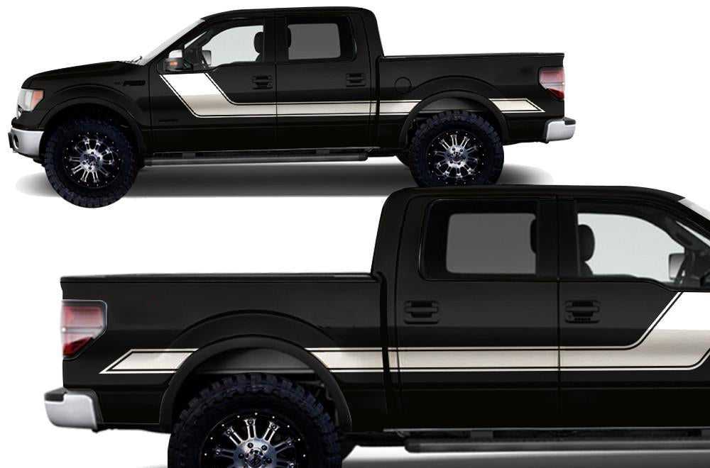 Ford F150 SuperCrew 5.5 Vinyl Stripes (2009-2014) Rally Stripes #2 - RacerX Customs