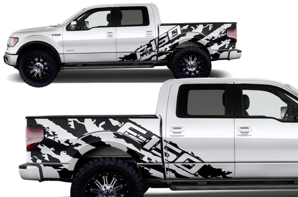 Ford F150 SuperCrew 5.5 Wrap (2009-2014) Vinyl - F150-Shred - RacerX Customs