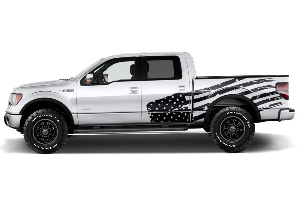 Ford F150 SuperCrew 5.5 Wrap (2009-2014) Vinyl - American Flag - RacerX Customs