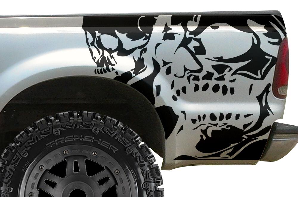 Ford F250 Quarter-Panel Vinyl Wrap (1999-2006) Double-Skull - RacerX Customs