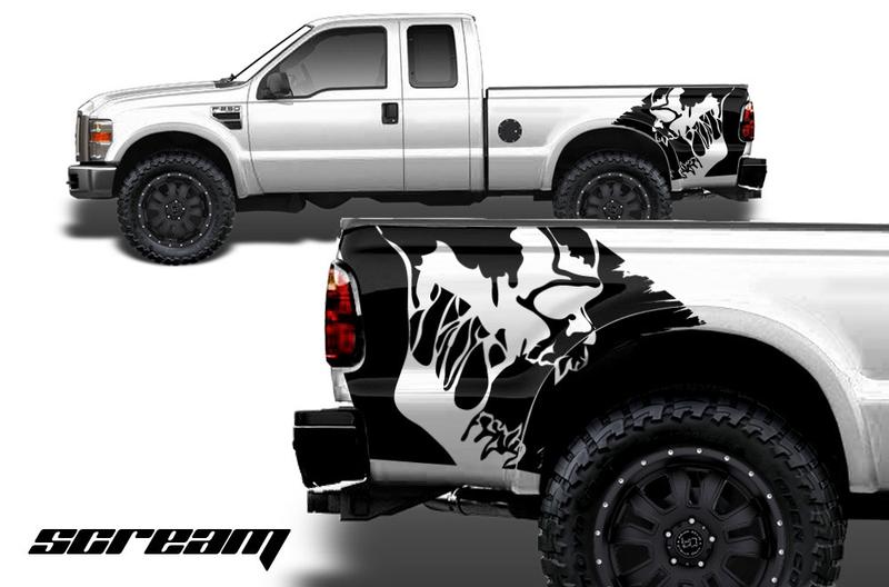 Ford F250 Quarter-Panel Vinyl Wrap (2007-2010) Scream - RacerX Customs
