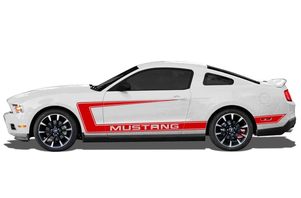 Ford Mustang Vinyl Side-Stripe Kit (2010-2014) "Mustang" Stripes - RacerX Customs