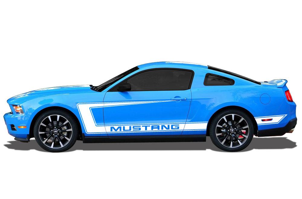 Ford Mustang Vinyl Side-Stripe Kit (2010-2014) "Mustang" Stripes - RacerX Customs