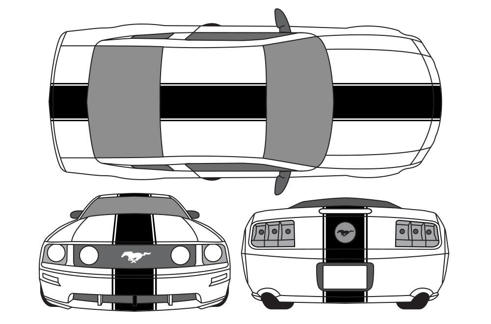 Ford Mustang Vinyl Stripes Wrap Kit (2010-2014) Racing Stripes - RacerX Customs