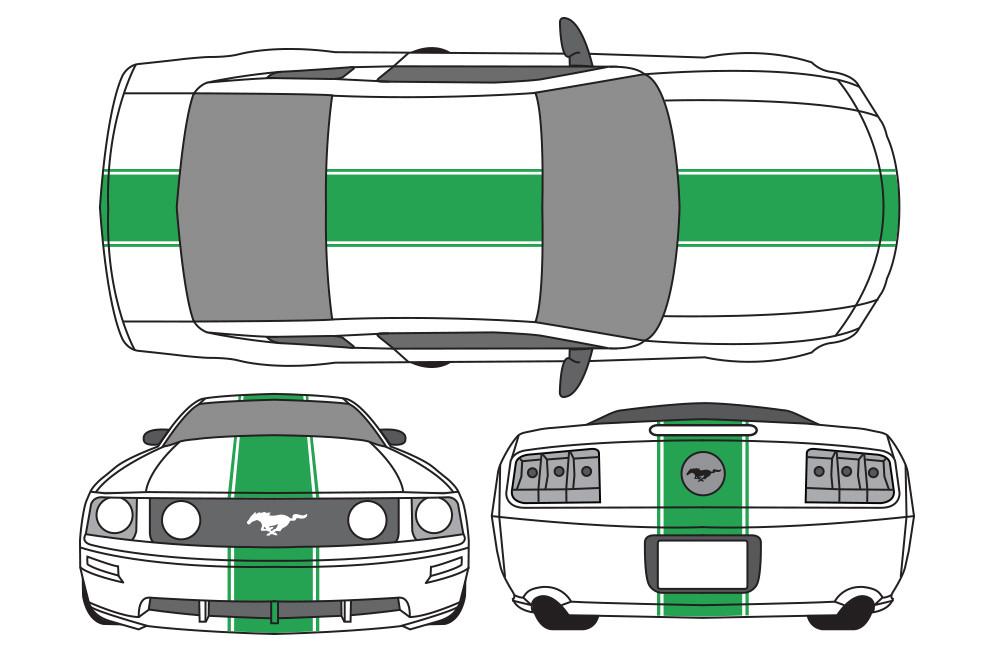 Ford Mustang Vinyl Stripes Wrap Kit (2010-2014) Racing Stripes - RacerX Customs
