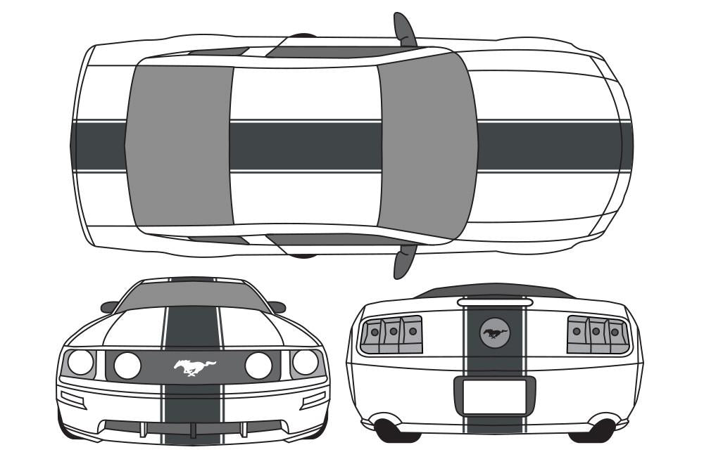 Ford Mustang Vinyl Stripes Wrap Kit (2010-2014) Racing Stripes - RacerX Customs