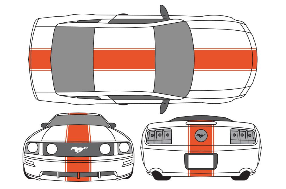 Ford Mustang Vinyl Stripes Wrap Kit (2010-2014) Racing Stripes - RacerX Customs