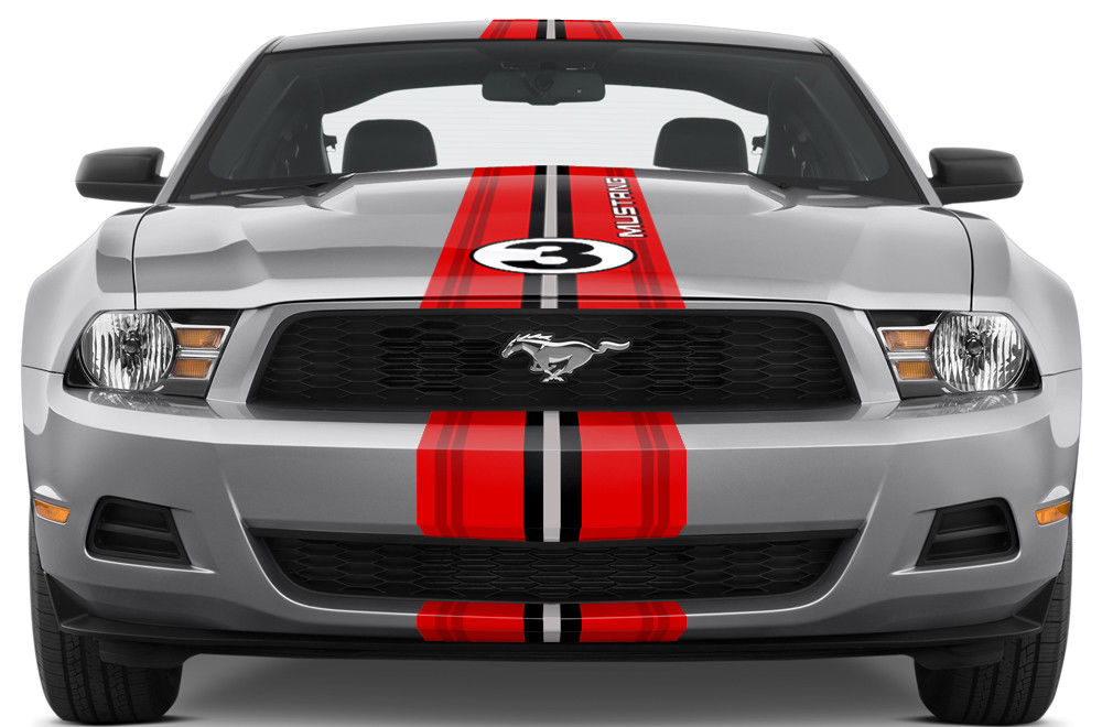 Ford Mustang Racing Stripes Graphic Kit (2010-2014) RED STRIPES - RacerX Customs