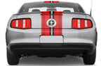 RED STRIPES Racing Stripes Graphic Kit (2010-2014) trunk view on a Ford Mustang - RacerX Customs