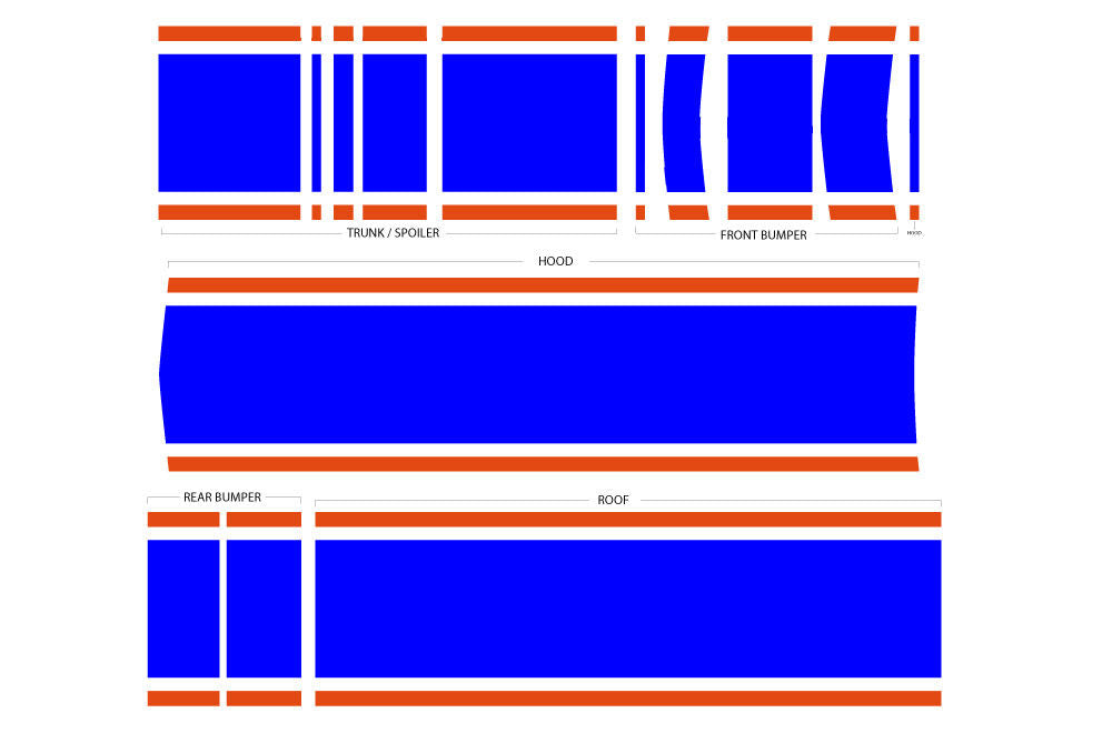 Ford Mustang Racing Stripes Graphic Kit (2010-2014) RED, WHITE & BLUE - RacerX Customs