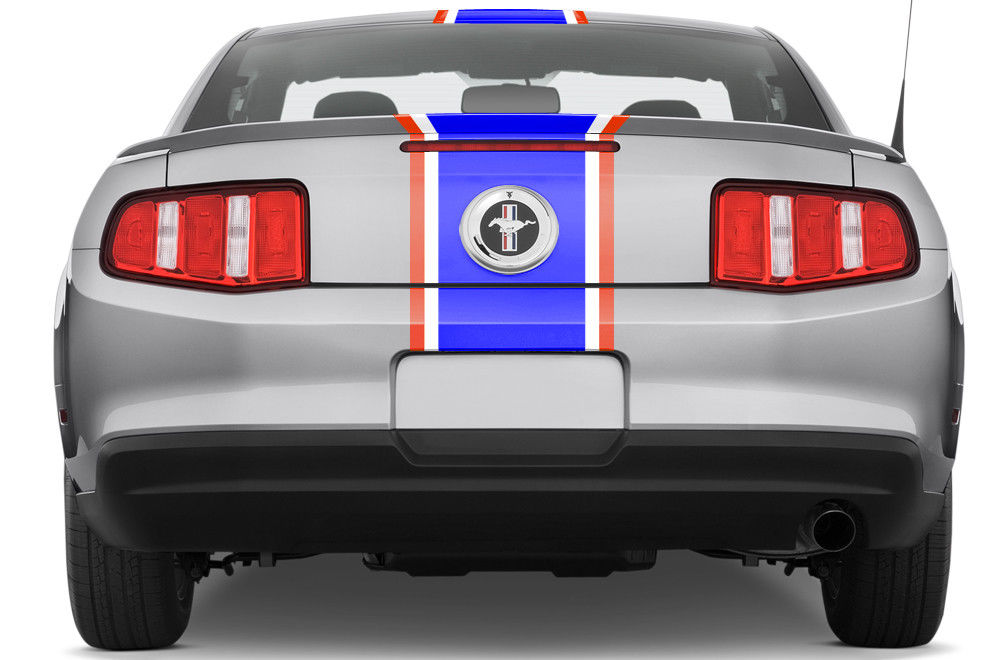 Ford Mustang Racing Stripes Graphic Kit (2010-2014) RED, WHITE & BLUE - RacerX Customs