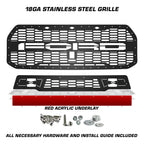 Steel Grille for Ford Raptor SVT ('17-'20) - FORD w/ Red Acrylic Underlay