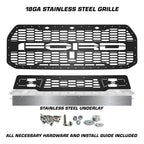 Steel Grille for Ford Raptor SVT ('17-'20) - FORD w/ STAINLESS STEEL UNDERLAY