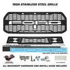 Steel Grille for Ford Raptor SVT ('17-'20) - FORD BLUE LED X-LITE