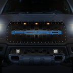 Steel Grille for Ford Raptor SVT ('17-'20) - FORD BLUE LED X-LITE