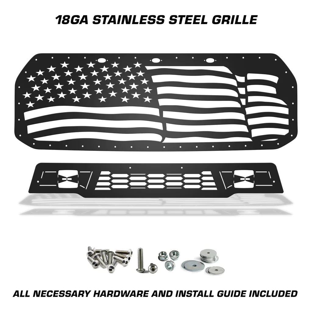 Steel Grille for Ford Raptor SVT ('17-'20) - WAVY AMERICAN FLAG
