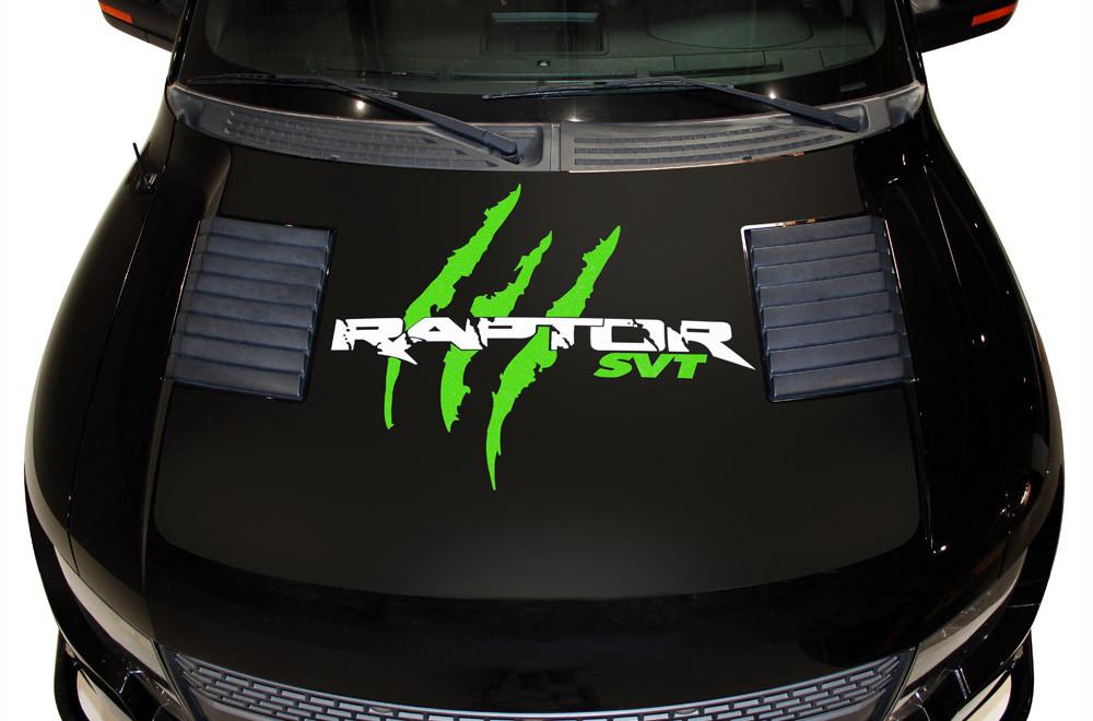 Ford SVT Raptor Hood Wrap (2010-2014) SVT Slashes - Black - RacerX Customs